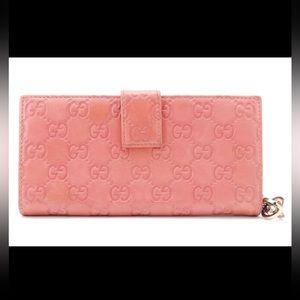 💯 Authentic ✨Gucci Long Wallet Shima Zip Pattern Round Leather Pink Authentic